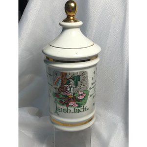 Vintage Old Fitzgerald Irish Luck Talisman Porcelain Whiskey Collector Decanter
